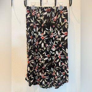 H.I.P. Black Floral Hi-Low Midi Skirt - Size M